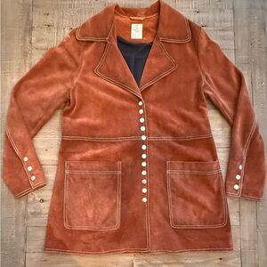 Free People Terracotta Suede Coat